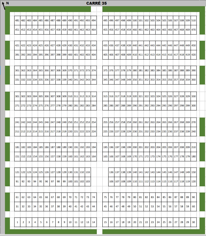 Plan des tombes du carré militaire