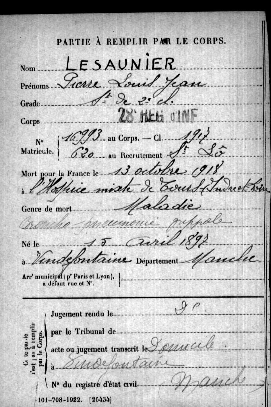 LESAUNIER Pierre Louis Jean