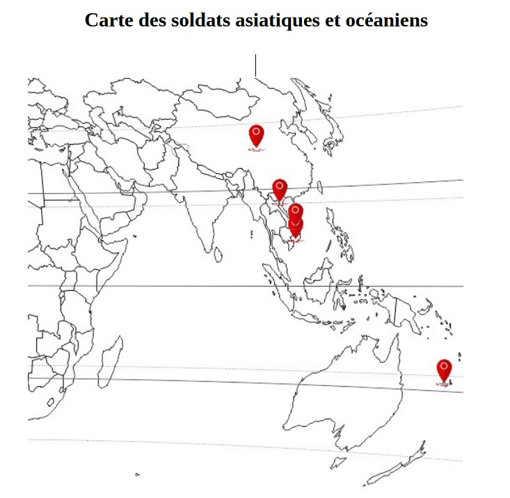 Carte d'origine des soldats asiatiques